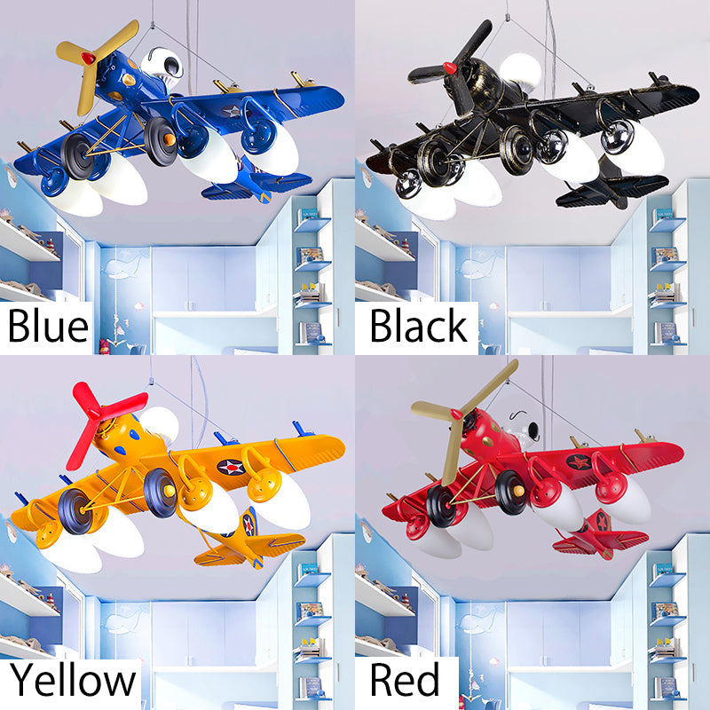 Cool Fighter Airplane Pendant Light Metal 5 Lights Pendant Lamp for Kindergarten Bedroom Clearhalo 'Ceiling Lights' 'Chandeliers' Lighting' options 503898