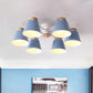 Modern Nordic 6 Heads Flushmount with Metal Shade Yellow/Blue Barrel Semi Flush Ceiling Lamp Clearhalo 'Ceiling Lights' 'Close To Ceiling Lights' 'Close to ceiling' 'Semi-flushmount' Lighting' 505368