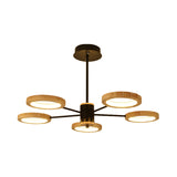Wood Sputnik Chandelier Pendant Light Modern 3/5/6 Lights Black Led Hanging Ceiling Lamp in Natural Light Clearhalo 'Ceiling Lights' 'Chandeliers' Lighting' options 506459