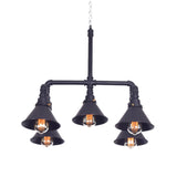 Metal Cone Pendant Chandelier Farmhouse 5-Bulb Living Room Ceiling Hang Fixture in Black/Bronze Clearhalo 'Cast Iron' 'Ceiling Lights' 'Chandeliers' 'Industrial Chandeliers' 'Industrial' 'Metal' 'Middle Century Chandeliers' 'Rustic Chandeliers' 'Tiffany' Lighting' 510746