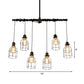 6/10 Bulbs Island Pendant Light Industrial Cage Iron Hanging Lamp Fixture in Aged Silver with Double Pipe Rod Clearhalo 'Ceiling Lights' 'Island Lights' Lighting' 510755