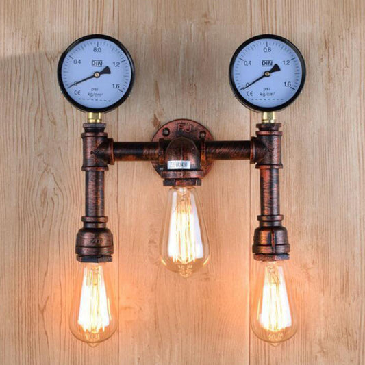 3 Bulbs Wall Light Fixture Vintage Water Pipe Metal Wall Sconce Lamp in Copper with 2-Gauge Deco Copper Clearhalo 'Art deco wall lights' 'Cast Iron' 'Glass' 'Industrial wall lights' 'Industrial' 'Middle century wall lights' 'Modern' 'Rustic wall lights' 'Tiffany' 'Traditional wall lights' 'Wall Lamps & Sconces' 'Wall Lights' Lighting' 510786