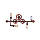 Rust Gear Shape Sconce Lamp Industrial Metallic 3 Bulbs Living Room Wall Mount Light with Linear Design Clearhalo 'Art deco wall lights' 'Cast Iron' 'Glass' 'Industrial wall lights' 'Industrial' 'Middle century wall lights' 'Modern' 'Rustic wall lights' 'Tiffany' 'Traditional wall lights' 'Wall Lamps & Sconces' 'Wall Lights' Lighting' 510854