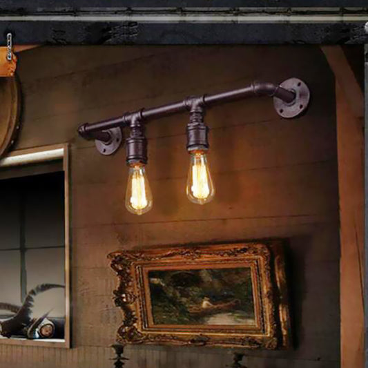 2/4 Lights Linear Wall Light Fixture Vintage Black Finish Metallic Wall Sconce Lamp for Bar 2.0 Black Clearhalo 'Art deco wall lights' 'Cast Iron' 'Glass' 'Industrial wall lights' 'Industrial' 'Middle century wall lights' 'Modern' 'Rustic wall lights' 'Tiffany' 'Traditional wall lights' 'Wall Lamps & Sconces' 'Wall Lights' Lighting' 510864