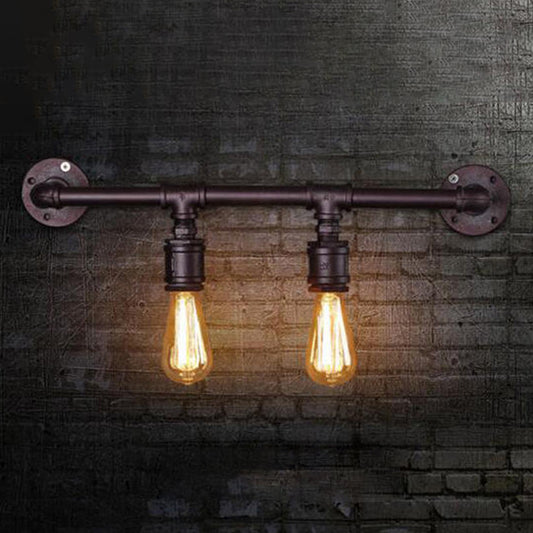 2/4 Lights Linear Wall Light Fixture Vintage Black Finish Metallic Wall Sconce Lamp for Bar Clearhalo 'Art deco wall lights' 'Cast Iron' 'Glass' 'Industrial wall lights' 'Industrial' 'Middle century wall lights' 'Modern' 'Rustic wall lights' 'Tiffany' 'Traditional wall lights' 'Wall Lamps & Sconces' 'Wall Lights' Lighting' 510865