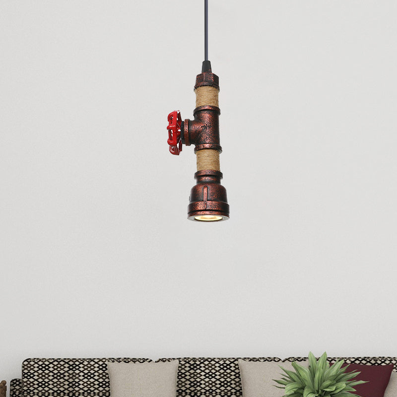 1 Light Water Pipe Hanging Lighting Industrial Rust Metallic LED Ceiling Pendant Lamp, 7.5"/8.5" High Rust 7.5" Clearhalo 'Art Deco Pendants' 'Cast Iron' 'Ceiling Lights' 'Ceramic' 'Crystal' 'Industrial Pendants' 'Industrial' 'Metal' 'Middle Century Pendants' 'Pendant Lights' 'Pendants' 'Tiffany' Lighting' 510918