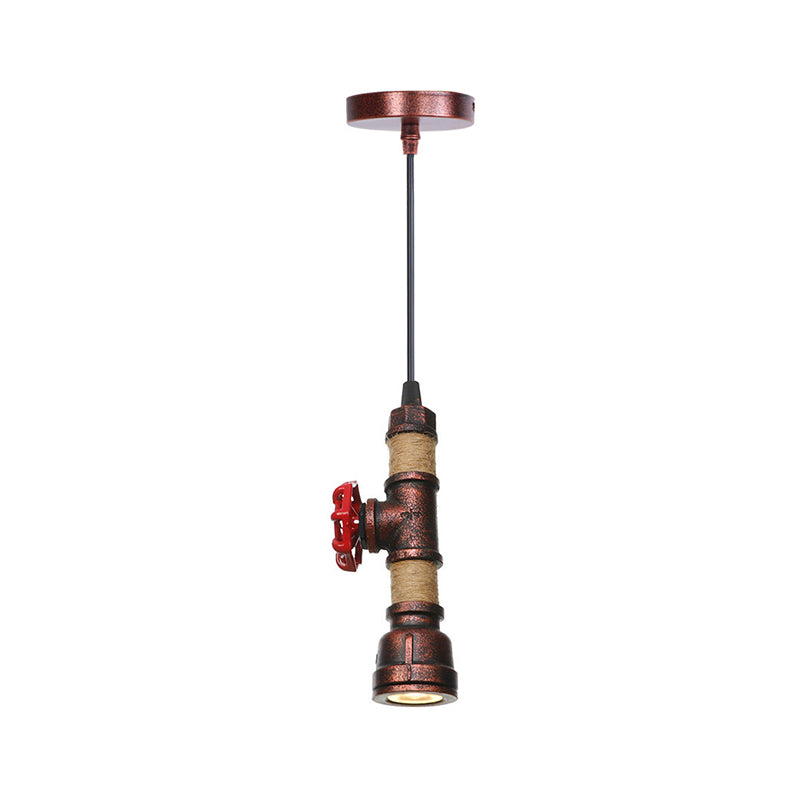 1 Light Water Pipe Hanging Lighting Industrial Rust Metallic LED Ceiling Pendant Lamp, 7.5"/8.5" High Clearhalo 'Art Deco Pendants' 'Cast Iron' 'Ceiling Lights' 'Ceramic' 'Crystal' 'Industrial Pendants' 'Industrial' 'Metal' 'Middle Century Pendants' 'Pendant Lights' 'Pendants' 'Tiffany' Lighting' 510921