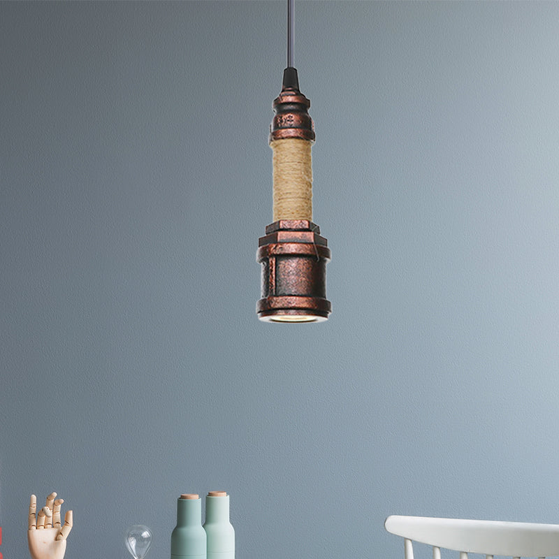 1 Light Water Pipe Hanging Lighting Industrial Rust Metallic LED Ceiling Pendant Lamp, 7.5"/8.5" High Rust 8.5" Clearhalo 'Art Deco Pendants' 'Cast Iron' 'Ceiling Lights' 'Ceramic' 'Crystal' 'Industrial Pendants' 'Industrial' 'Metal' 'Middle Century Pendants' 'Pendant Lights' 'Pendants' 'Tiffany' Lighting' 510923