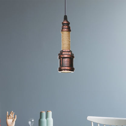 1 Light Water Pipe Hanging Lighting Industrial Rust Metallic LED Ceiling Pendant Lamp, 7.5"/8.5" High Rust 8.5" Clearhalo 'Art Deco Pendants' 'Cast Iron' 'Ceiling Lights' 'Ceramic' 'Crystal' 'Industrial Pendants' 'Industrial' 'Metal' 'Middle Century Pendants' 'Pendant Lights' 'Pendants' 'Tiffany' Lighting' 510923