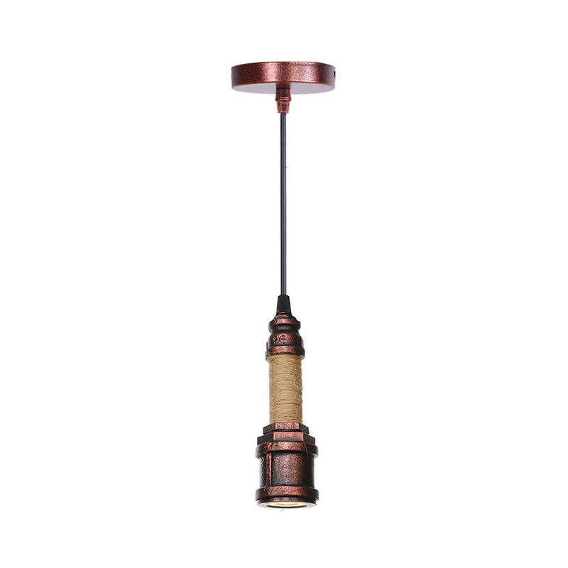 1 Light Water Pipe Hanging Lighting Industrial Rust Metallic LED Ceiling Pendant Lamp, 7.5"/8.5" High Clearhalo 'Art Deco Pendants' 'Cast Iron' 'Ceiling Lights' 'Ceramic' 'Crystal' 'Industrial Pendants' 'Industrial' 'Metal' 'Middle Century Pendants' 'Pendant Lights' 'Pendants' 'Tiffany' Lighting' 510925