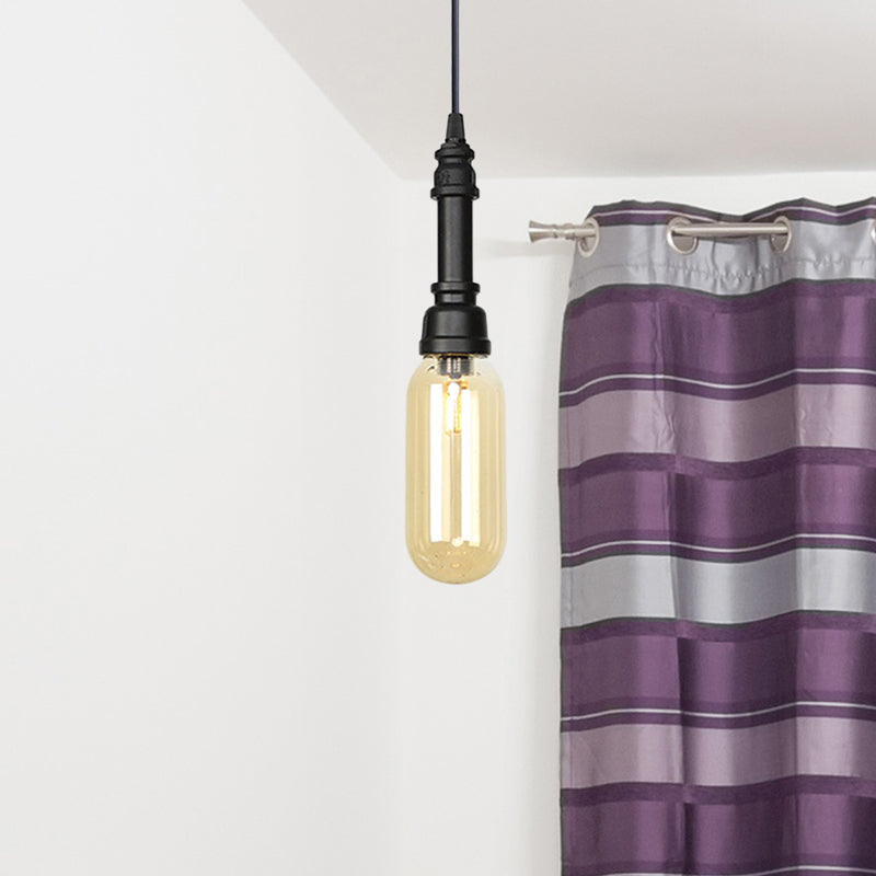 1 Bulb Pendant Lighting Vintage Bar LED Hanging Ceiling Lamp with Pill Capsule Amber/Clear Glass Shade Amber Clearhalo 'Art Deco Pendants' 'Cast Iron' 'Ceiling Lights' 'Ceramic' 'Crystal' 'Industrial Pendants' 'Industrial' 'Metal' 'Middle Century Pendants' 'Pendant Lights' 'Pendants' 'Tiffany' Lighting' 510927