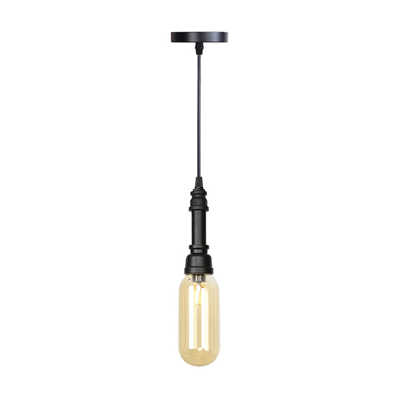 1 Bulb Pendant Lighting Vintage Bar LED Hanging Ceiling Lamp with Pill Capsule Amber/Clear Glass Shade Clearhalo 'Art Deco Pendants' 'Cast Iron' 'Ceiling Lights' 'Ceramic' 'Crystal' 'Industrial Pendants' 'Industrial' 'Metal' 'Middle Century Pendants' 'Pendant Lights' 'Pendants' 'Tiffany' Lighting' 510930