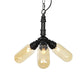 2/3/5 Heads Metal Hanging Light Kit Antiqued Black Finish Sputnik Pipe Bar Chandelier with Capsule Amber Glass Shade Clearhalo 'Cast Iron' 'Ceiling Lights' 'Chandeliers' 'Industrial Chandeliers' 'Industrial' 'Metal' 'Middle Century Chandeliers' 'Rustic Chandeliers' 'Tiffany' Lighting' 511089