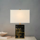 Fabric Shaded Table Lamp Modern 1 Bulb White Desk Light with Black Rectangle Marble Base Clearhalo 'Lamps' 'Table Lamps' Lighting' 511244