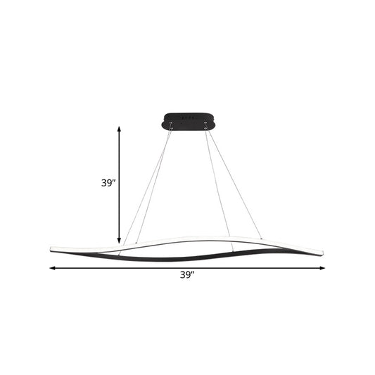Modernist Led Chandelier Lamp with Acrylic Shade White/Black Waved Linear Hanging Light Kit in White/Warm/Natural Light, 31.5"/39"/47" Wide Clearhalo 'Ceiling Lights' 'Chandeliers' 'Modern Chandeliers' 'Modern' Lighting' 511973