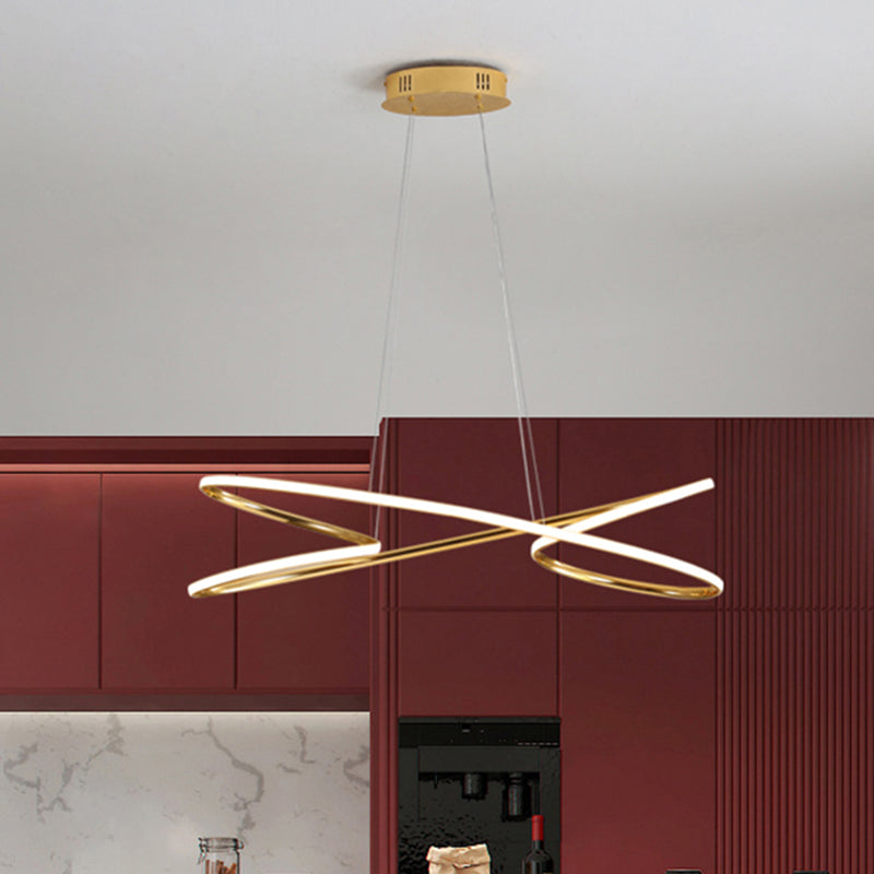 31.5"/39" Wide Twist Acrylic Chandelier Lighting Modernist Led Chrome/Gold Hanging Pendant Light in Warm Light Clearhalo 'Ceiling Lights' 'Chandeliers' 'Modern Chandeliers' 'Modern' Lighting' 512012