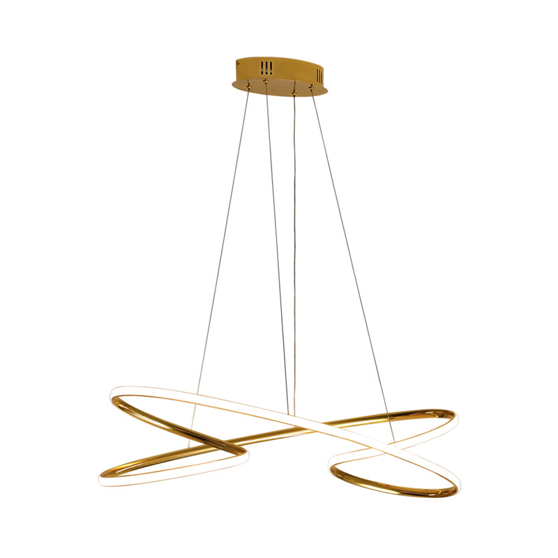 31.5"/39" Wide Twist Acrylic Chandelier Lighting Modernist Led Chrome/Gold Hanging Pendant Light in Warm Light Clearhalo 'Ceiling Lights' 'Chandeliers' 'Modern Chandeliers' 'Modern' Lighting' 512014