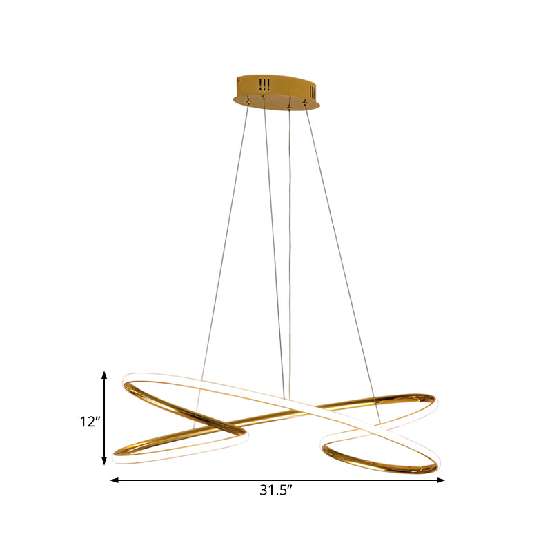 31.5"/39" Wide Twist Acrylic Chandelier Lighting Modernist Led Chrome/Gold Hanging Pendant Light in Warm Light Clearhalo 'Ceiling Lights' 'Chandeliers' 'Modern Chandeliers' 'Modern' Lighting' 512015