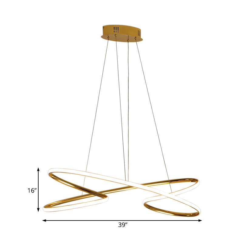 31.5"/39" Wide Twist Acrylic Chandelier Lighting Modernist Led Chrome/Gold Hanging Pendant Light in Warm Light Clearhalo 'Ceiling Lights' 'Chandeliers' 'Modern Chandeliers' 'Modern' Lighting' 512016