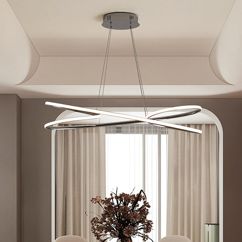 31.5"/39" Wide Twist Acrylic Chandelier Lighting Modernist Led Chrome/Gold Hanging Pendant Light in Warm Light Clearhalo 'Ceiling Lights' 'Chandeliers' 'Modern Chandeliers' 'Modern' Lighting' 512018