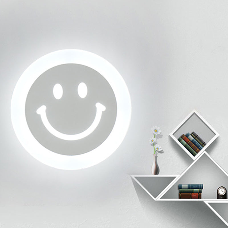 Smiley Face LED Sconce Lamp Ultra-Thin Acrylic Shaded LED Wall Lighting Fixture in Warm/White Light Clearhalo 'Modern wall lights' 'Modern' 'Wall Lamps & Sconces' 'Wall Lights' Lighting' 512106