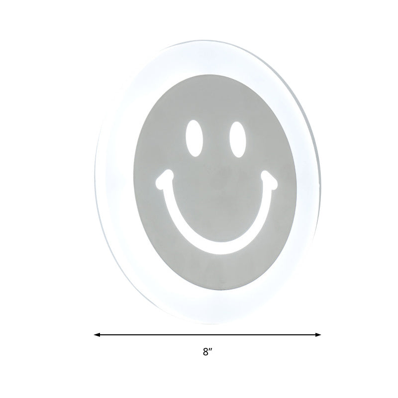 Smiley Face LED Sconce Lamp Ultra-Thin Acrylic Shaded LED Wall Lighting Fixture in Warm/White Light Clearhalo 'Modern wall lights' 'Modern' 'Wall Lamps & Sconces' 'Wall Lights' Lighting' 512109