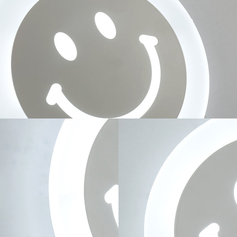 Smiley Face LED Sconce Lamp Ultra-Thin Acrylic Shaded LED Wall Lighting Fixture in Warm/White Light Clearhalo 'Modern wall lights' 'Modern' 'Wall Lamps & Sconces' 'Wall Lights' Lighting' 512110