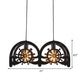 Metal Black Pendant Lamp Wheel Shade 2/3-Light Vintage Chandelier Light Fixture for Living Room Clearhalo 'Cast Iron' 'Ceiling Lights' 'Chandeliers' 'Industrial Chandeliers' 'Industrial' 'Metal' 'Middle Century Chandeliers' 'Rustic Chandeliers' 'Tiffany' Lighting' 512136