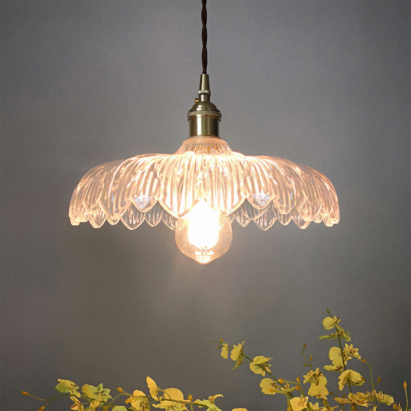 10"/12" Wide Modern Umbrella Pendant White Prismatic Glass 1-Light Restaurant Suspension Lamp in Brass Clearhalo 'Ceiling Lights' 'Glass shade' 'Glass' 'Modern Pendants' 'Modern' 'Pendant Lights' 'Pendants' Lighting' 512230