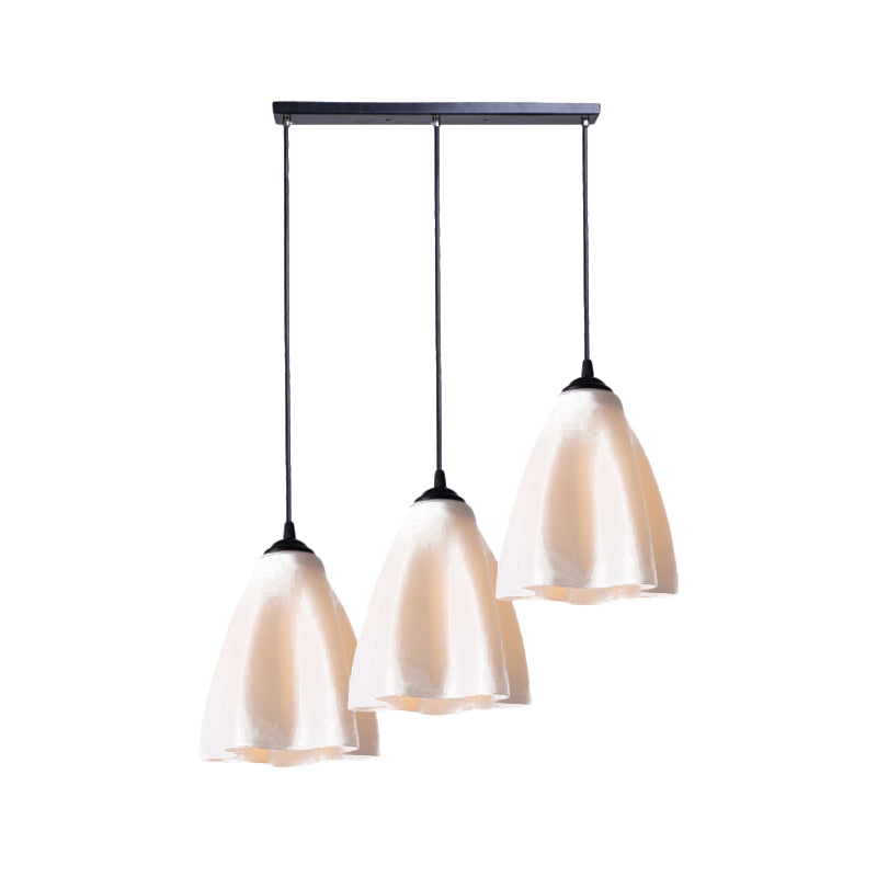 Modernism Flower Cluster Pendant Light Rose Gold Glass 3-Head Living Room Hanging Lamp, Linear/Round Canopy Clearhalo 'Ceiling Lights' 'Chandeliers' 'Glass shade' 'Glass' 'Modern Pendants' 'Modern' 'Pendant Lights' 'Pendants' Lighting' 512285
