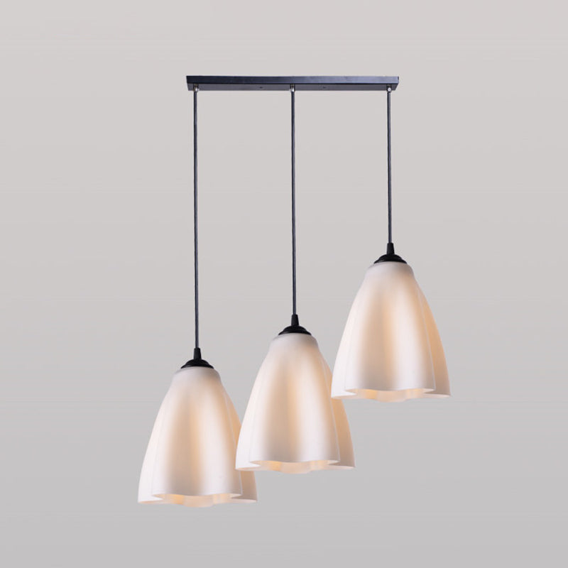Modernism Flower Cluster Pendant Light Rose Gold Glass 3-Head Living Room Hanging Lamp, Linear/Round Canopy Clearhalo 'Ceiling Lights' 'Chandeliers' 'Glass shade' 'Glass' 'Modern Pendants' 'Modern' 'Pendant Lights' 'Pendants' Lighting' 512286