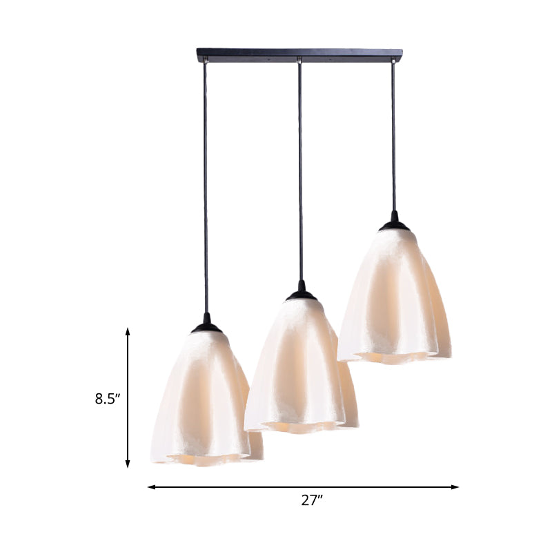 Modernism Flower Cluster Pendant Light Rose Gold Glass 3-Head Living Room Hanging Lamp, Linear/Round Canopy Clearhalo 'Ceiling Lights' 'Chandeliers' 'Glass shade' 'Glass' 'Modern Pendants' 'Modern' 'Pendant Lights' 'Pendants' Lighting' 512287