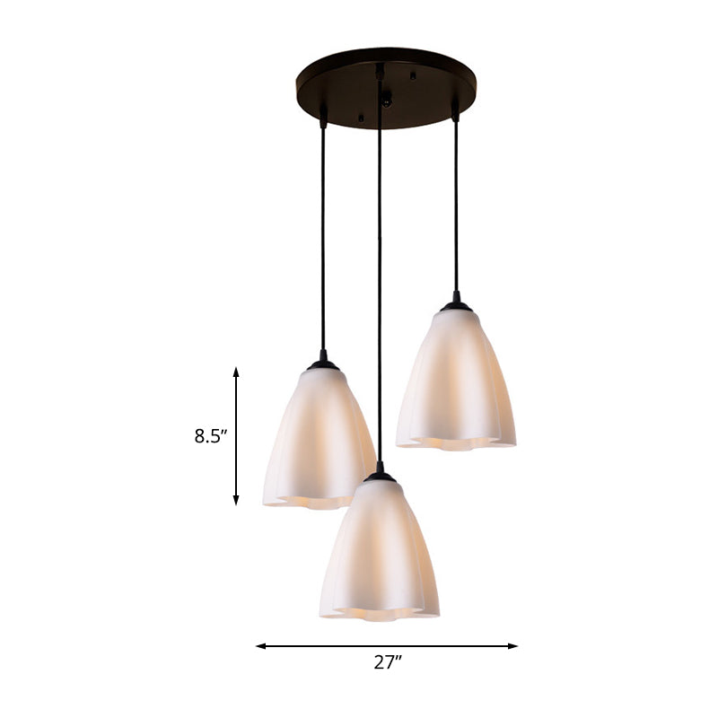 Modernism Flower Cluster Pendant Light Rose Gold Glass 3-Head Living Room Hanging Lamp, Linear/Round Canopy Clearhalo 'Ceiling Lights' 'Chandeliers' 'Glass shade' 'Glass' 'Modern Pendants' 'Modern' 'Pendant Lights' 'Pendants' Lighting' 512291