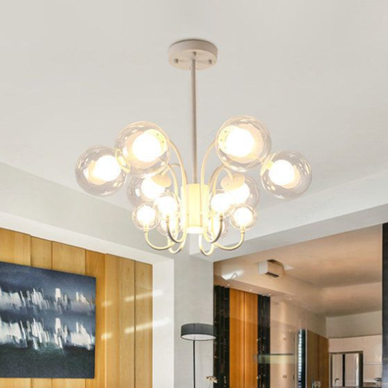 White Bubble Chandelier Pendant Light Contemporary 12-Bulb Clear Glass Hanging Ceiling Lamp Clearhalo 'Ceiling Lights' 'Chandeliers' 'Glass shade' 'Glass' 'Modern Chandeliers' 'Modern' Lighting' 512303