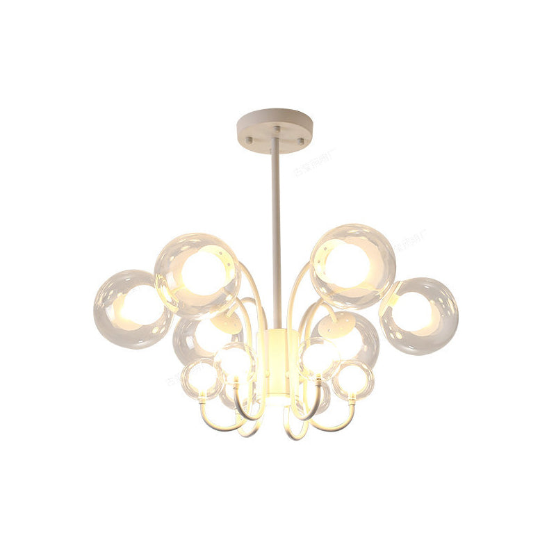 White Bubble Chandelier Pendant Light Contemporary 12-Bulb Clear Glass Hanging Ceiling Lamp Clearhalo 'Ceiling Lights' 'Chandeliers' 'Glass shade' 'Glass' 'Modern Chandeliers' 'Modern' Lighting' 512305