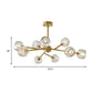 Crystal Global Hanging Chandelier Modernism 9-Light Brass Branch Ceiling Pendant Lamp Clearhalo 'Ceiling Lights' 'Chandeliers' 'Glass shade' 'Glass' 'Modern Chandeliers' 'Modern' Lighting' 512316