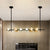 Linear Kitchen Ceiling Hang Fixture Iron 6 Lights Contemporary Pendant Chandelier in Black Black Clearhalo 'Ceiling Lights' 'Chandeliers' 'Glass shade' 'Glass' 'Modern Chandeliers' 'Modern' Lighting' 512342