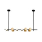 Linear Kitchen Ceiling Hang Fixture Iron 6 Lights Contemporary Pendant Chandelier in Black Clearhalo 'Ceiling Lights' 'Chandeliers' 'Glass shade' 'Glass' 'Modern Chandeliers' 'Modern' Lighting' 512345