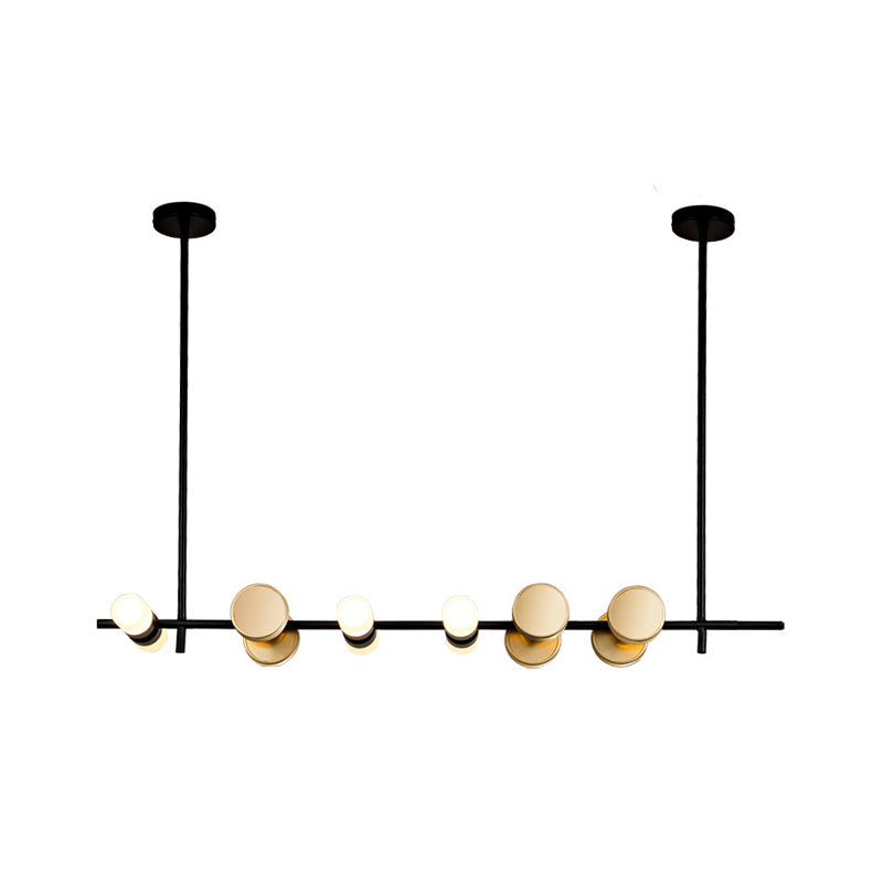 Linear Kitchen Ceiling Hang Fixture Iron 6 Lights Contemporary Pendant Chandelier in Black Clearhalo 'Ceiling Lights' 'Chandeliers' 'Glass shade' 'Glass' 'Modern Chandeliers' 'Modern' Lighting' 512345