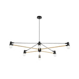 Minimalist Crossing Line Hanging Lighting Metallic 6-Bulb Living Room Chandelier Lamp Fixture in Black Clearhalo 'Ceiling Lights' 'Chandeliers' 'Glass shade' 'Glass' 'Modern Chandeliers' 'Modern' Lighting' 512354