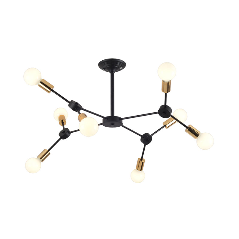 Metal Branch Chandelier Pendant Light Contemporary 8 Lights Ceiling Light in Black for Bedroom Clearhalo 'Ceiling Lights' 'Chandeliers' 'Glass shade' 'Glass' 'Modern Chandeliers' 'Modern' 'Pendant Lights' Lighting' 512416