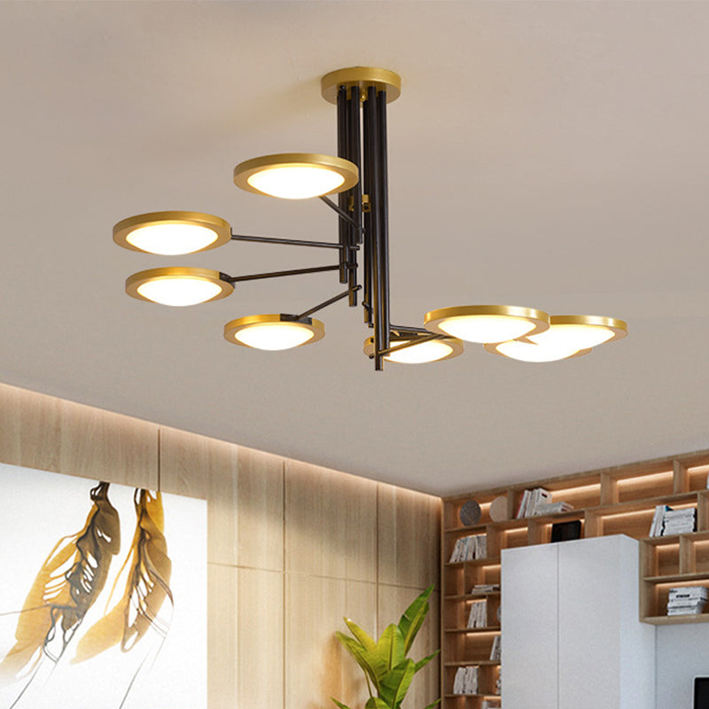 Black and Gold Round Ceiling Lighting Modernism 8 Lights Metal LED Chandelier Light with Spiral Design Clearhalo 'Ceiling Lights' 'Chandeliers' 'Modern Chandeliers' 'Modern' Lighting' 512582