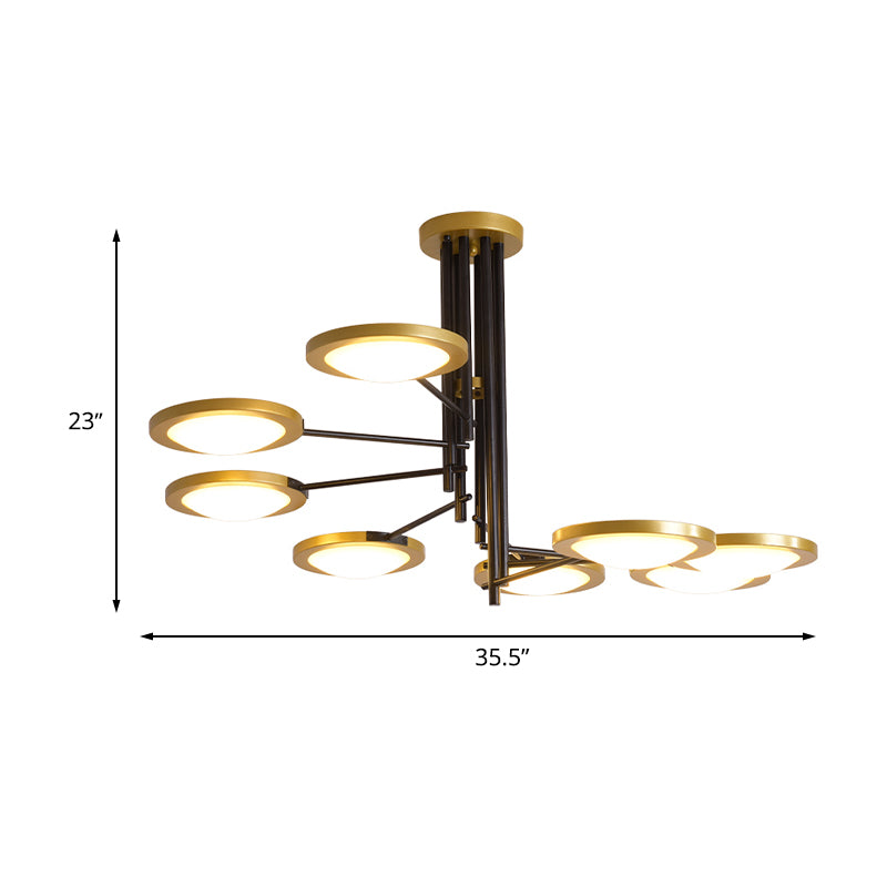 Black and Gold Round Ceiling Lighting Modernism 8 Lights Metal LED Chandelier Light with Spiral Design Clearhalo 'Ceiling Lights' 'Chandeliers' 'Modern Chandeliers' 'Modern' Lighting' 512584