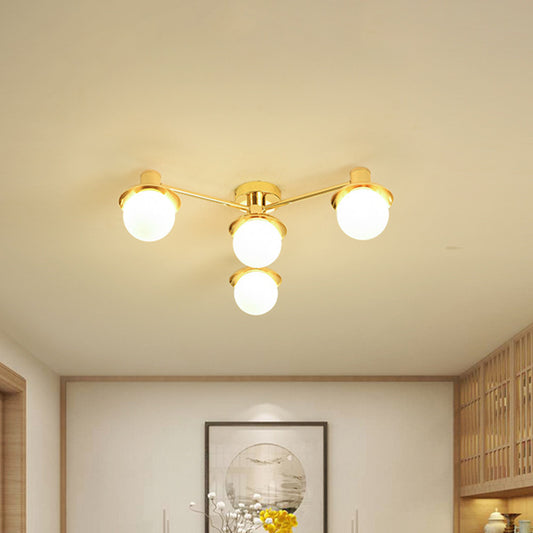 Radial Metal Flush Mounted Light Modernist 4 Lights Brass Finish Flushmount for Bedroom Brass Clearhalo 'Ceiling Lights' 'Close To Ceiling Lights' 'Close to ceiling' 'Flush mount' Lighting' 512707