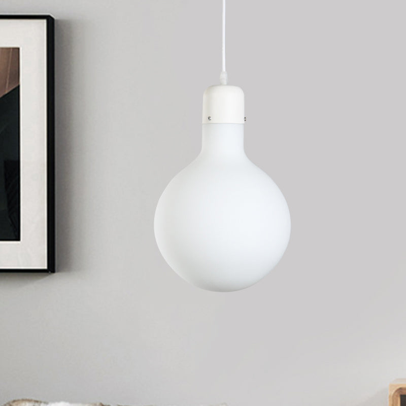 1 Light Dining Room Pendant Light Simple White Suspension Light with Cone/Globe/Cylinder Glass Design Clearhalo 'Ceiling Lights' 'Glass shade' 'Glass' 'Modern Pendants' 'Modern' 'Pendant Lights' 'Pendants' Lighting' 512865