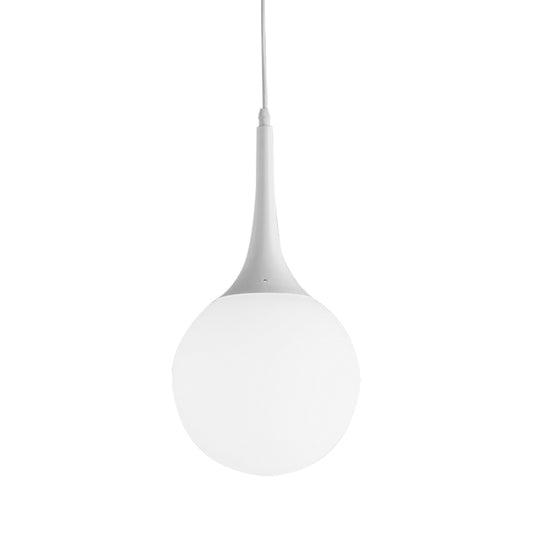 Globe White Glass Pendant Light Contemporary 1 Light 12"/14"/16" Wide Hanging Ceiling Light Clearhalo 'Ceiling Lights' 'Glass shade' 'Glass' 'Modern Pendants' 'Modern' 'Pendant Lights' 'Pendants' Lighting' 512918