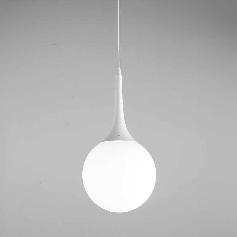 Globe White Glass Pendant Light Contemporary 1 Light 12"/14"/16" Wide Hanging Ceiling Light Clearhalo 'Ceiling Lights' 'Glass shade' 'Glass' 'Modern Pendants' 'Modern' 'Pendant Lights' 'Pendants' Lighting' 512919