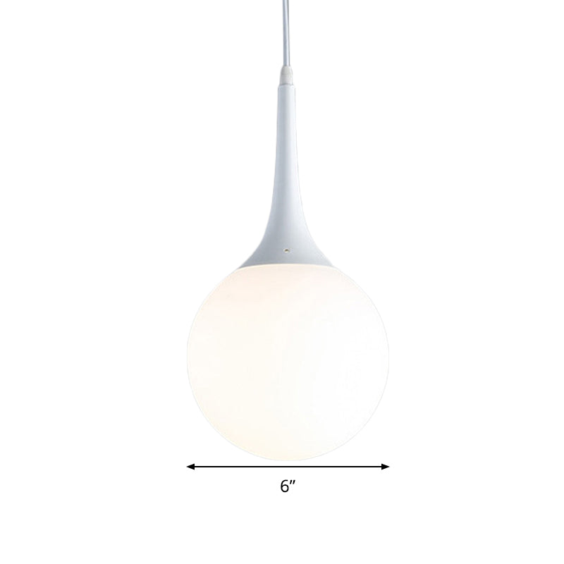 Globe White Glass Pendant Light Contemporary 1 Light 12"/14"/16" Wide Hanging Ceiling Light Clearhalo 'Ceiling Lights' 'Glass shade' 'Glass' 'Modern Pendants' 'Modern' 'Pendant Lights' 'Pendants' Lighting' 512920