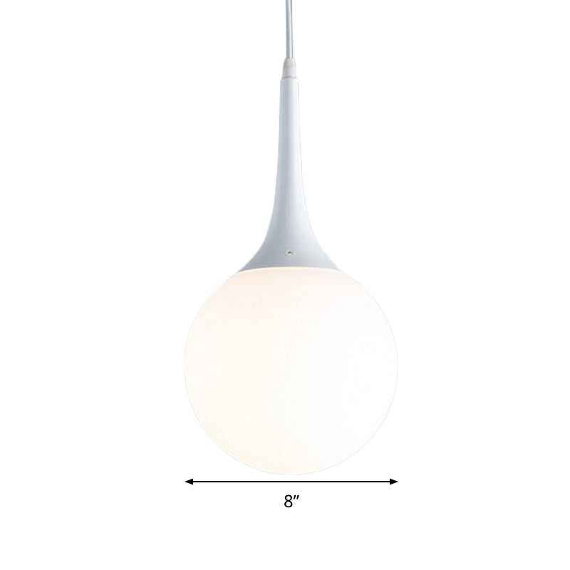 Globe White Glass Pendant Light Contemporary 1 Light 12"/14"/16" Wide Hanging Ceiling Light Clearhalo 'Ceiling Lights' 'Glass shade' 'Glass' 'Modern Pendants' 'Modern' 'Pendant Lights' 'Pendants' Lighting' 512921
