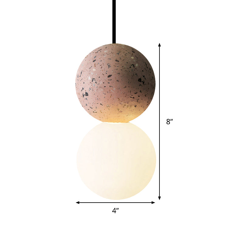 Double Ball Pendant Light Modern Glass and Terrazzo 1 Light Pink/Grey Hanging Ceiling Light Clearhalo 'Ceiling Lights' 'Glass shade' 'Glass' 'Modern Pendants' 'Modern' 'Pendant Lights' 'Pendants' Lighting' 513045